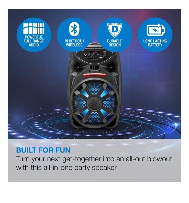 iLive ISB310B Bluetooth Tailgate Party Speaker - Black
