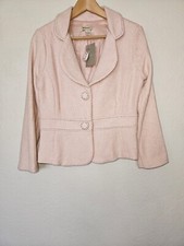 Nwt Elevenses Tweed Bombshell Blazer Size 10 Pink Ivory Bow Back Anthropologie