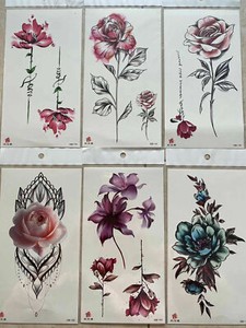 6 X Flowers Temporary Body Arm Tattoo Sticker Half Sleeve Fake Waterproof US 