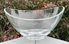 Modernist Crystal Glass LARGE Fruit Bowl Centerpiece Console Heavy Gorgeous