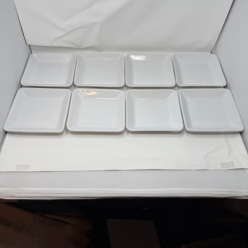 Pampered chef simple additions white small square plates 1925 lot of 8