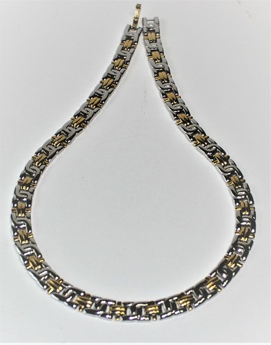 Necklace gold toned/silvertoned links #755