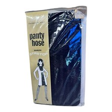 Vintage 60  s Spellbound Seamless Stretch Textured Pantyhose Black Average