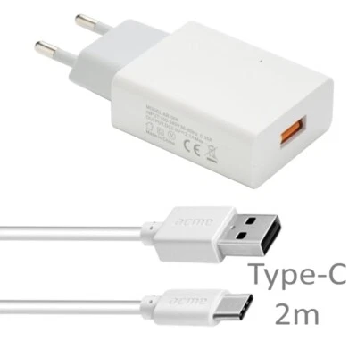 ACCE2S Pour Huawei P Smart Z : Chargeur USB 2A + Câble Type-C 2 mètres