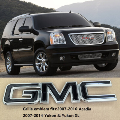 1 OEM 2007-2014 Grille Big GMC Emblem Badge for Yukon Acadia Chrome Gloss Black