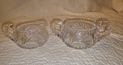 american brilliant cut glass sugar and creamer