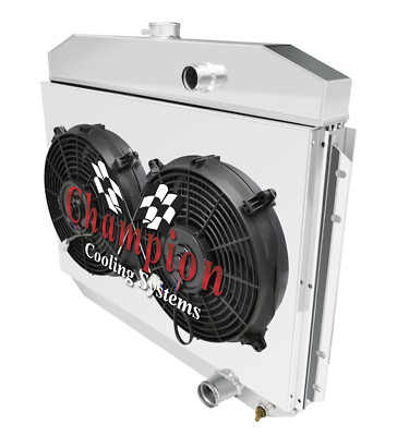 SR Champion 2 Row Radiator,12'' Fans,Shroud for 1961-1964 Ford F-Series 6 Cyl Eng