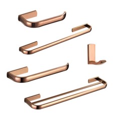 Rose Gold Brass Paper Holder Bath Towel Rail Ring Wall Mounted Robe Coat Hook