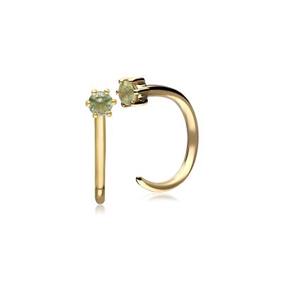 Peridot Pull Through Hoop Earrings in 9ct Yellow Gold UK