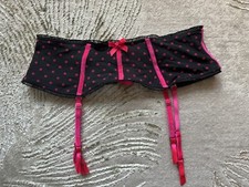 NEW Victorias Secret Pink Velvet Polka Dot Garter Belt Size Medium Large
