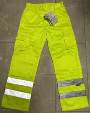 Arco 32R High Visibility Cargo Trousers Yellow Pockets Reflective Work Hi Viz
