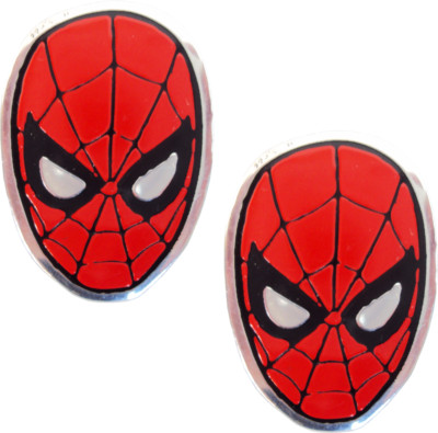 Metal Emblem Sticker 2 PACK - Marvel Comics' Spiderman Mask Head Shot Rigid 1.3''