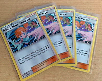 Pokemon Misty's Water Command HOLO Trainer Karten Hidden Fates 63/68 x4 Playset