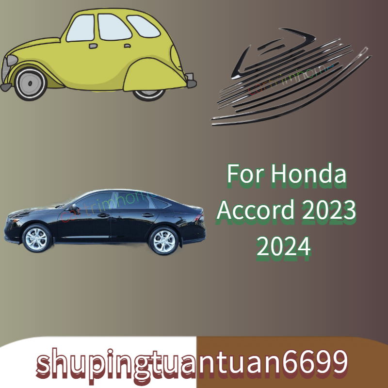 For Honda Accord 2023 2024 Car Window Molding Trim Black Stainless Strip