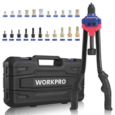 WORKPRO Rivet Nut Tool 16" Rivnut Tool Kit 11 Metric SAE Mandrel Tool Set w/Case