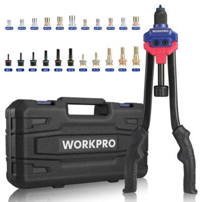 WORKPRO 16'' Rivnut Tool Kit 11 Metric & SAE Mandrels Hand Nutsert Rivet Tool Set