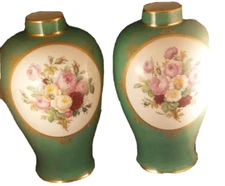 Pair Antique 19thC KPM Berlin Porcelain Floral Urn s Vase s Porzellan Vasen