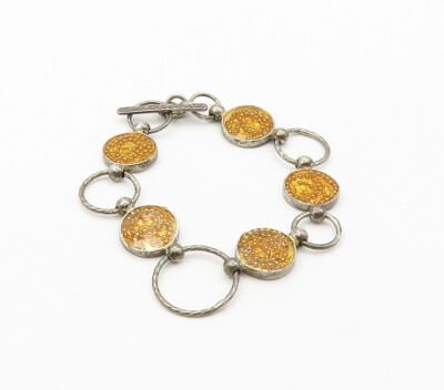 925 Sterling Silver Vintage Beaded Detail Circle Link Chain