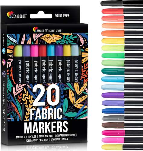Zenacolor 20 Fabric Pens Permanent for Clothes, Easy to Use, Ideal for Plain T - Picture 11 of 11
