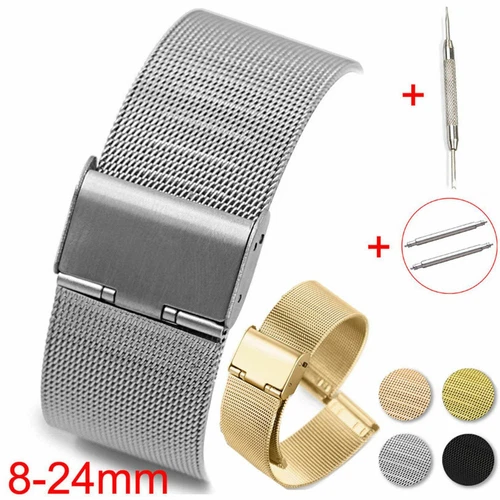 Mesh 0.4 Wire Metal Band 8-24mm Replacement Watch Strap Stainless Steel Bracelet - Picture 11 of 18