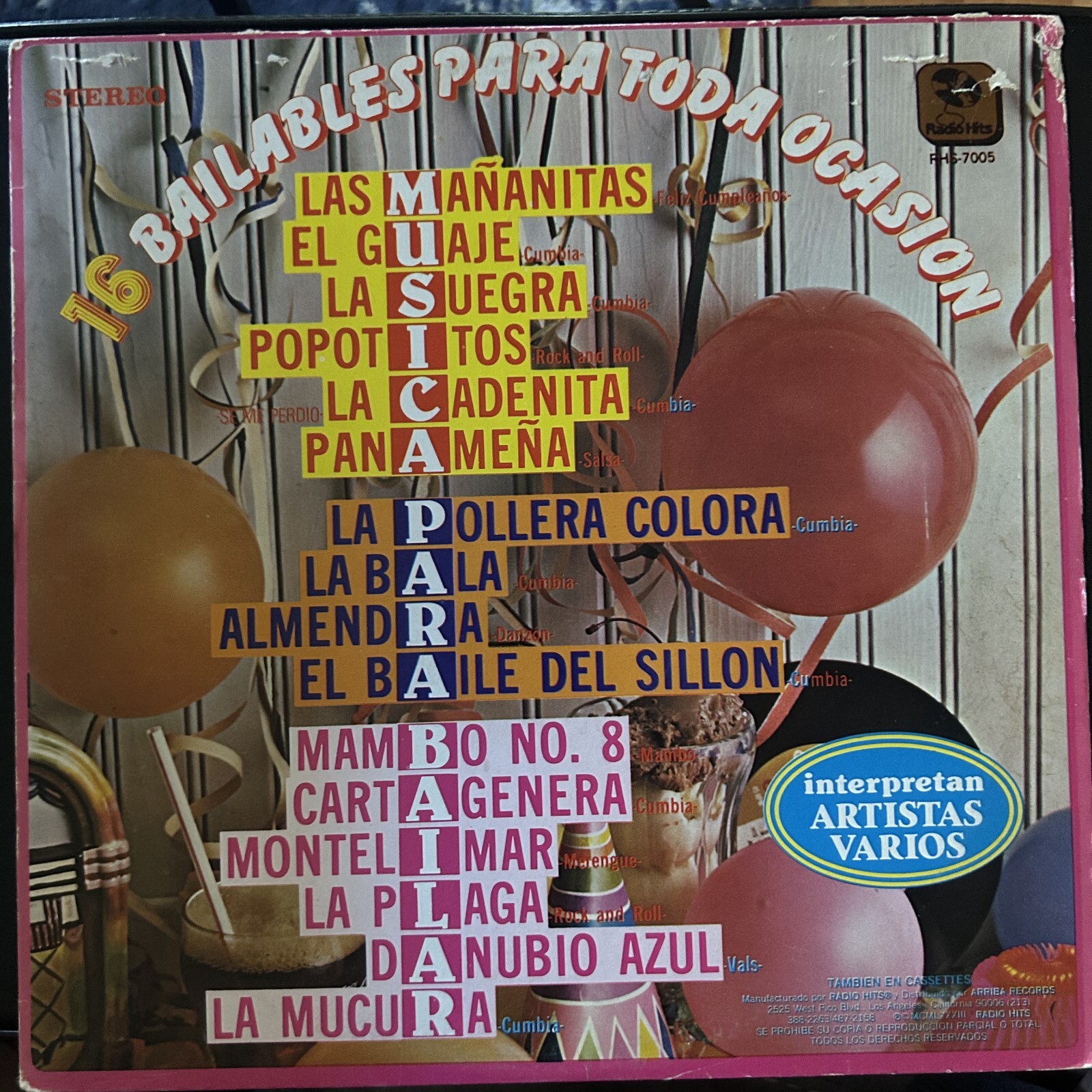 VARIOS: "16 Bailables Para Toda Ocasion" Vinyl Record LP