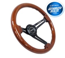Nrg Steering Wheel Brown Wood Grain Black Spokes 350mm 3 Deep Rst-018br-bk Nrg Steering Wheel Brown Wood Grain Black Spokes 350mm 3 Deep Rst-018br-bk