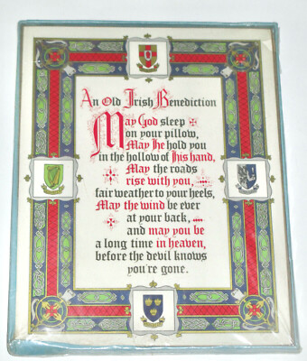 AN OLD IRISH BENEDICTION LAMINATED PLAQUE BY EVERLASTING -BLESSING - MINT/NEW