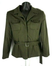 Donna Rae Womens Coat Size 8 P Olive Green Long Sleeve Cotton Spandex