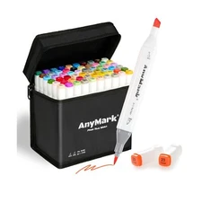 Alcohol Markers Brush Tip, 60+1 Colors Dual Tip Brush & Chisel Alcohol-Based ...