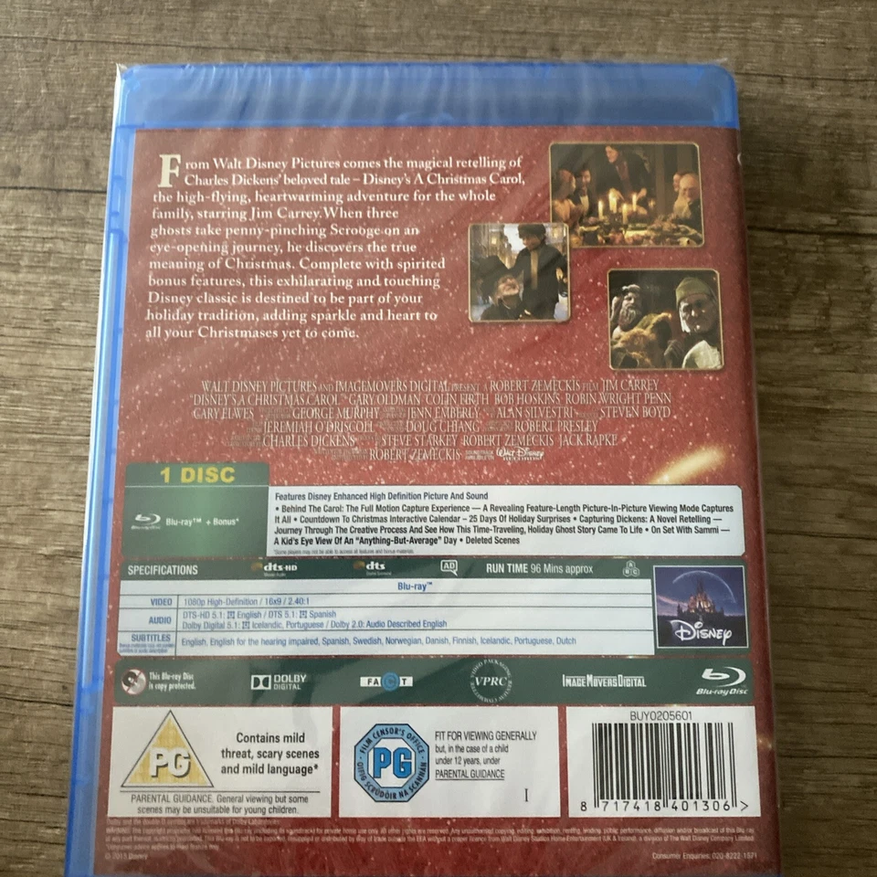 A Christmas Carol Disney Jim Carrey NEW SEALED BLU RAY - Image 2 of 2