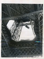 Eiffel Tower Auto Show Simca Architecture Silver Print Photo