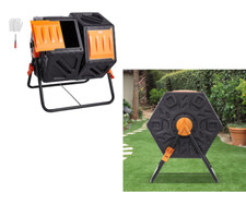 Composteur Rotatif de Jardin 140L Double Chambre Sans BPA Rotation 360° Déchets