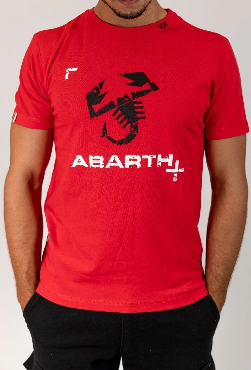 Abarth Scorpion Cotton T-Shirt, Black/White/Red, M│L│XL│XXL, Genuine & New