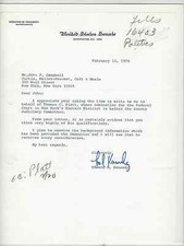 TED (EDWARD) KENNEDY AUTOGRAPH ON TYPED LETTER DATED FEB 13 1974