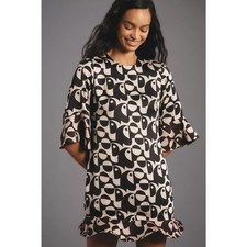 nwt FARM RIO for ANTHROPOLOGIE sz XL Geo Toucan Dress black white