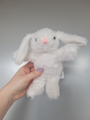 TJM Plüschtier weich weiß Hoppy Happy Easter Bunny Stofftier Hase 8 Zoll groß