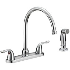 Stainless Steel Kitchen Faucet with Sidespray and 180 Swivel Spout