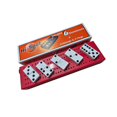 Hi Spot Doppel 6 Dominosteine mit Cribbage und 4 Heringen
