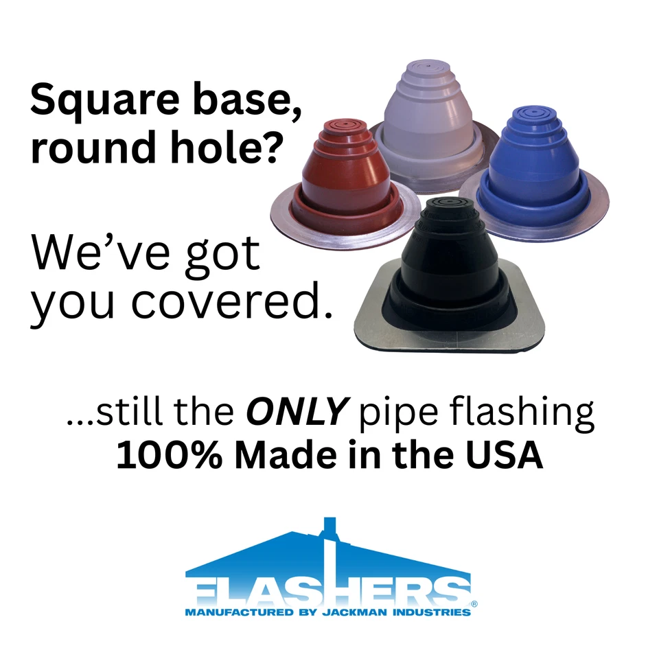 Flashers #1 Black EPDM Square Base Metal Roofing Pipe Flashing Boot Made in USA - Image 4 of 4