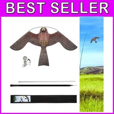 Durable Nylon Flying Bird Hawk Kite with 4m Pole - Garden  Farm Protection