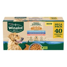 WINALOT Friday Suppers Mixed Variety Fish in Gravy Wet Dog Food Pouches 40x100g 3.50 per kilo