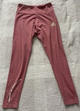 Adidas Womens Red Holiday Lights Graphic Tights Med Running