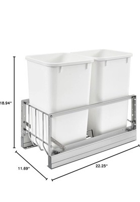 Rev-A-Shelf 5349-1527DM-2 Contemporary 11-11/16''W 27 Quart Pull - White