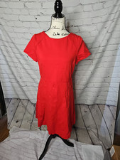 J. Crew Factory Short-sleeve flounce ponte dress red Size 10 (Hemmed)