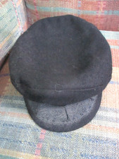 Authentic Men's Greek Fisherman Hat w/ Braided Band Black Wool Size 8 Greece