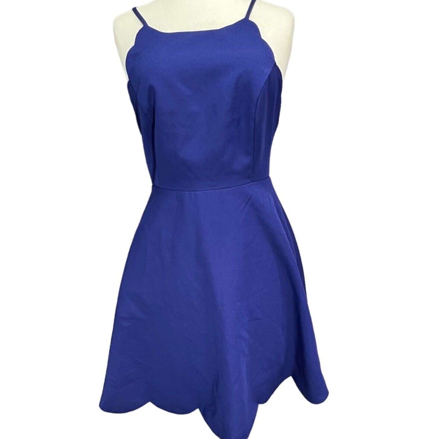 Lulus Play On Curves Dress Women S Blue Backless Fit Flare Skater Feminine Party