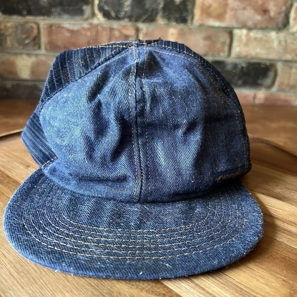 De colección Wrangler Snapback Azul Denim Béisbol Camionero Sombrero Para Hombres Hecho en EE. UU. Foto 2 de 4