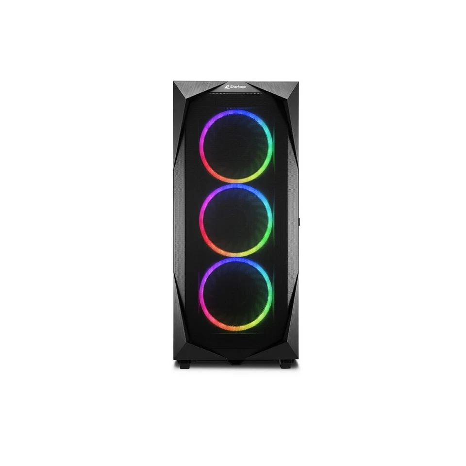 Sharkoon REV300 Black RGB Tempered Glass ATX Mid Tower Gaming PC Case - Image 2 of 4