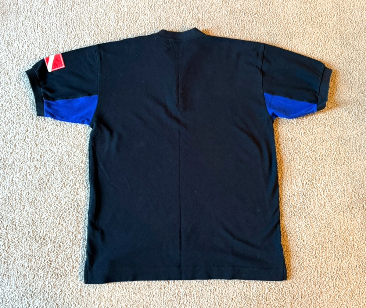 VTG 90s Y2K Nautica Men's Black Spell Out 1/4 Zip Polo Shirt