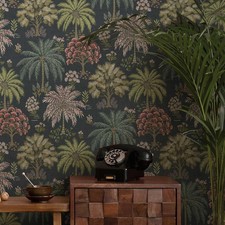 Holden Tropical Trees Wallpaper Roll 14291 Navy Elegant Botanical Feature Wall